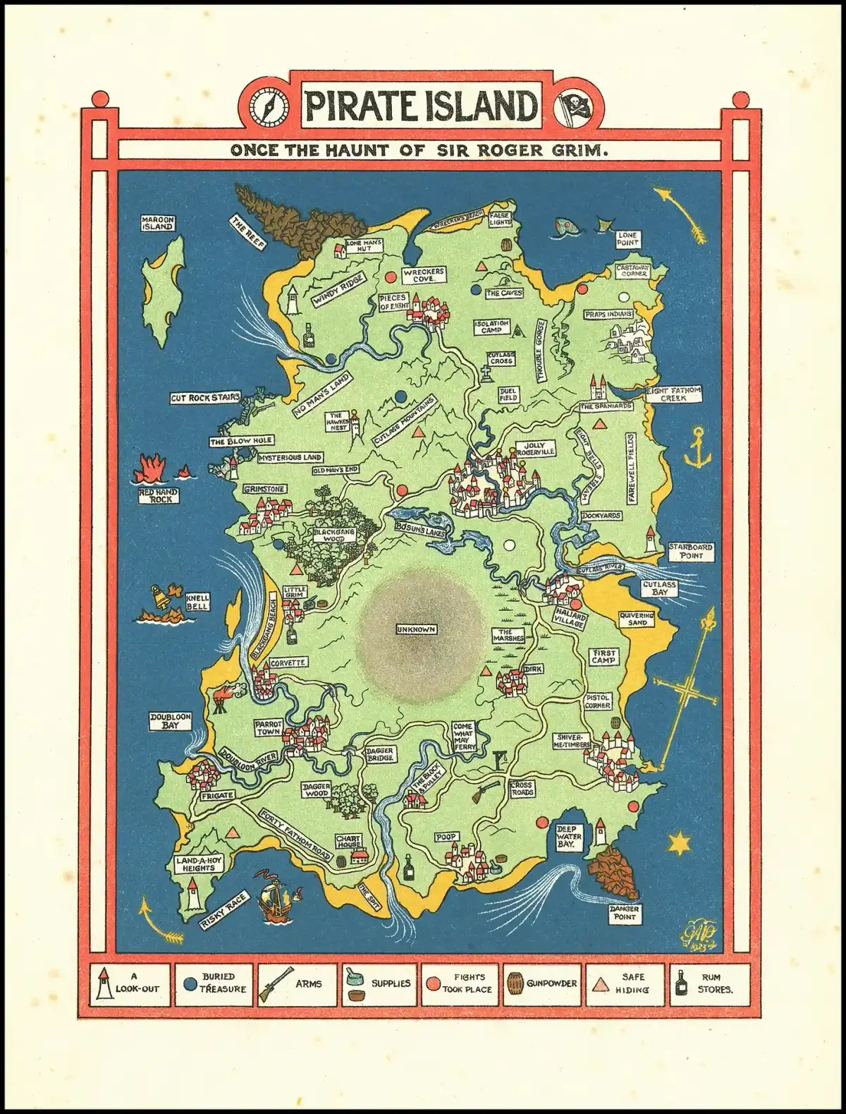 Fantasiekaart Pirate Island, 1924